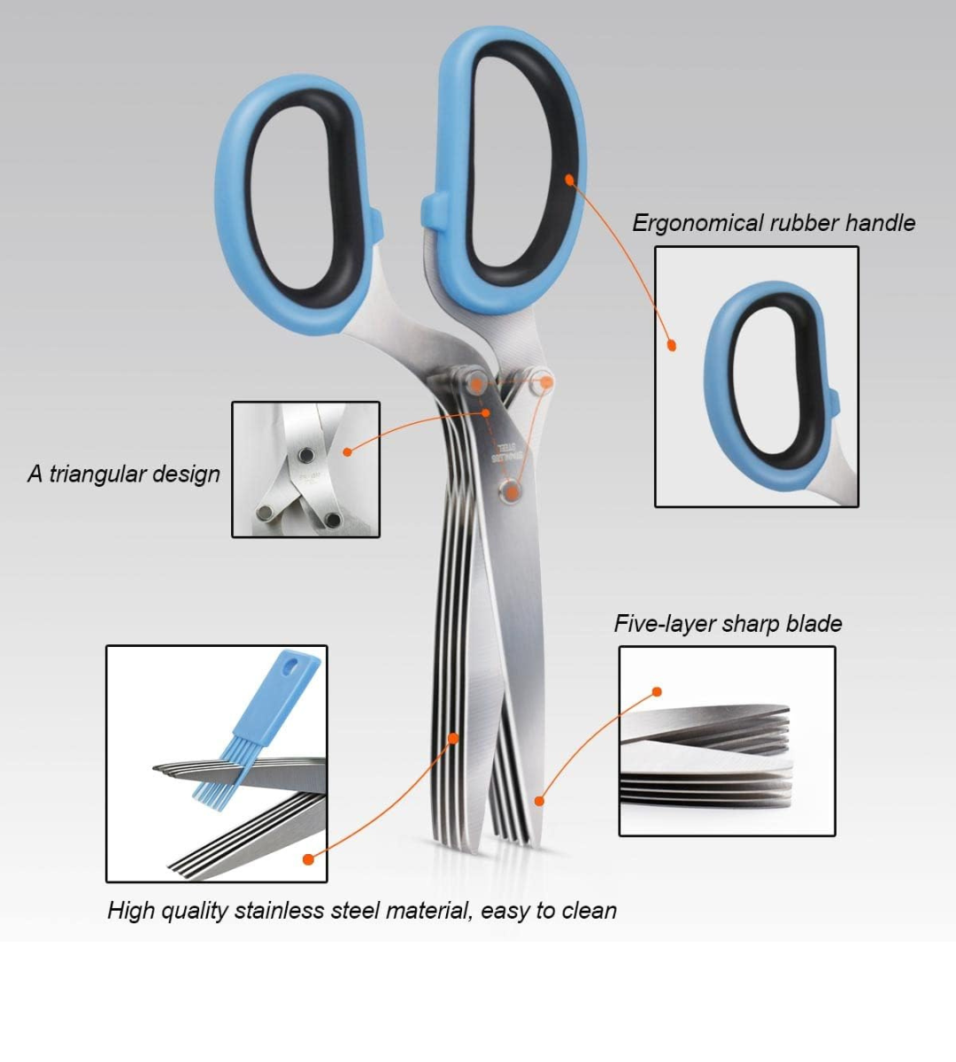 5-Blade Multi-Cut Kitchen Scissors