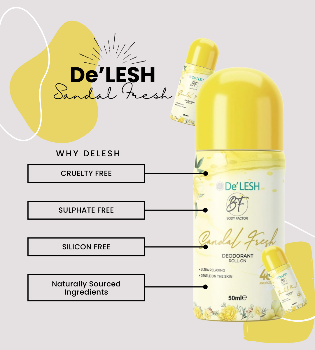 De'LESH Body Factor Deodorant Roll-On – Sandal Fresh & Ganool Fresh
