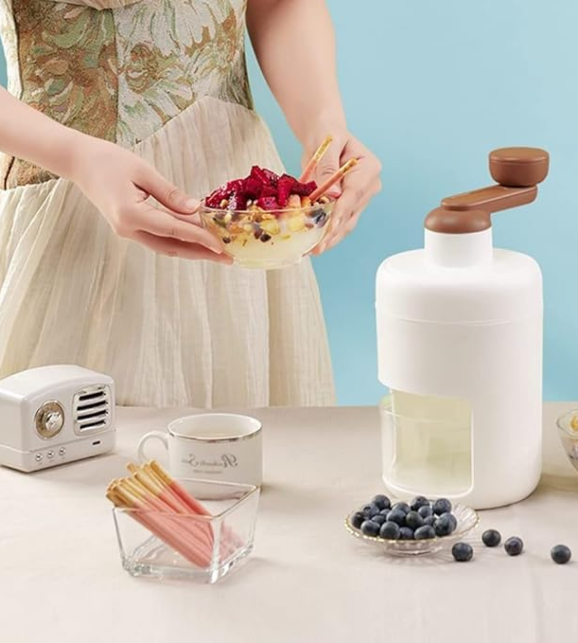 Manual Ice Shaver & Snow Cone Maker Machine