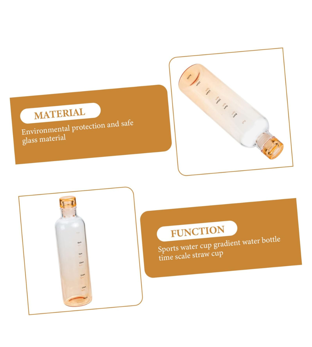 Motivational Time Gradient Glass Water Bottle