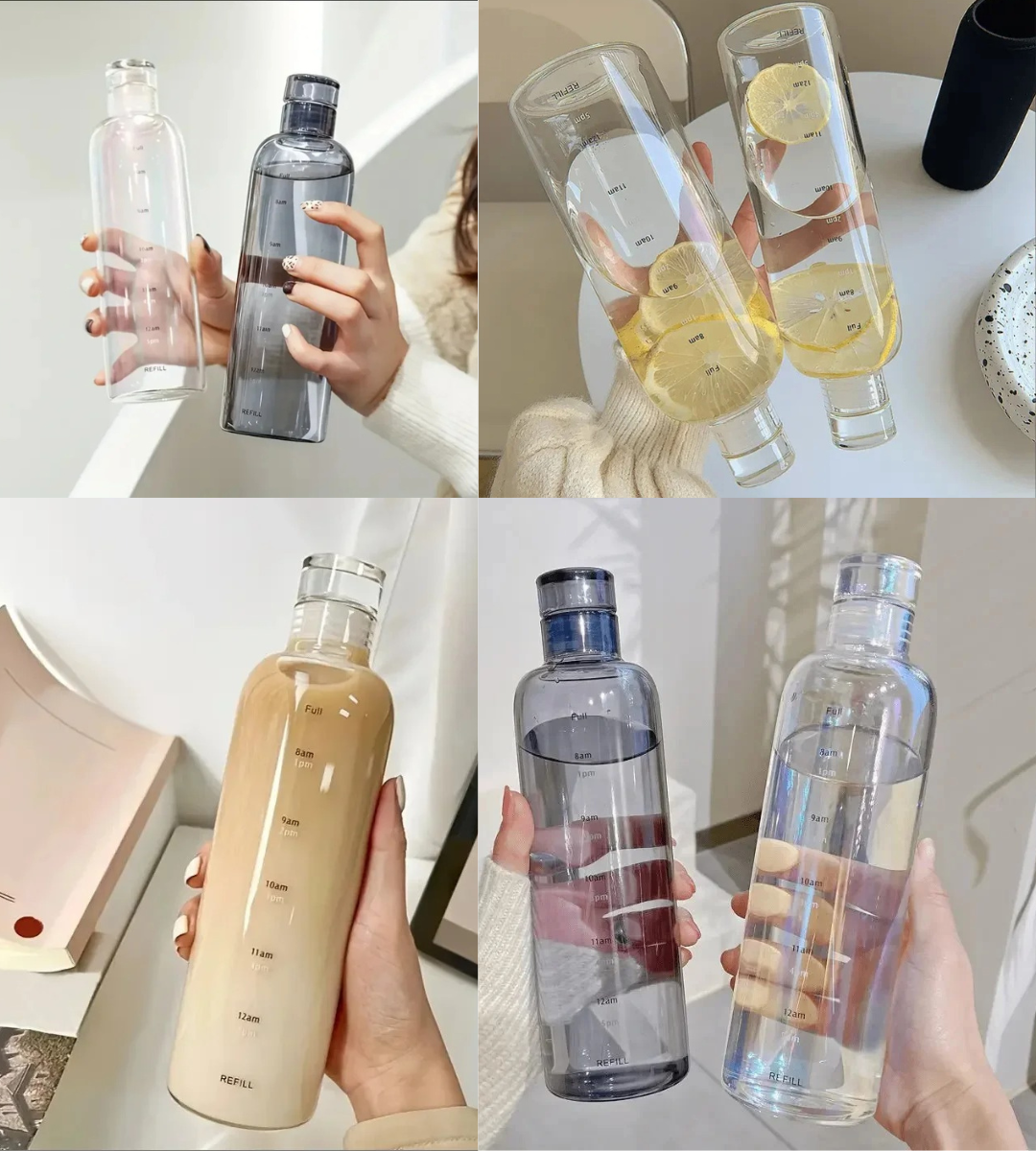 Motivational Time Gradient Glass Water Bottle