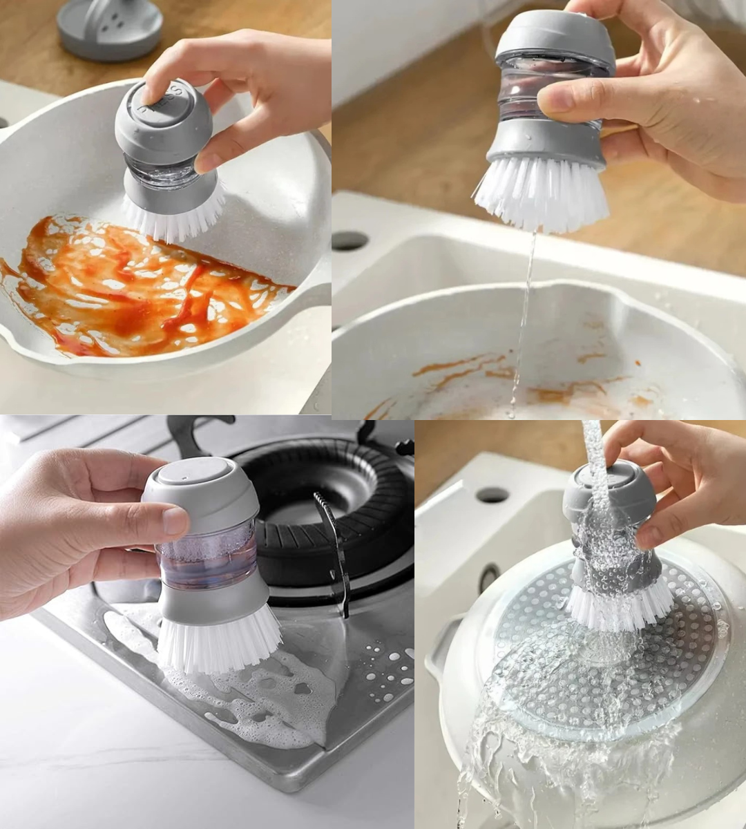 2-in-1 Pot & Dish Cleaning Brush with Soap Dispenser