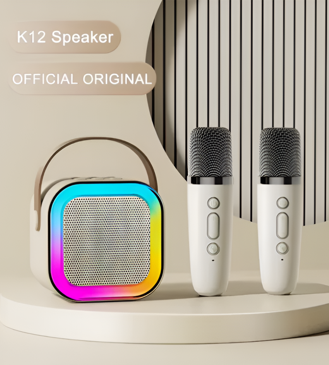K12 Portable Bluetooth Karaoke Speaker with 2 Wireless Microphones