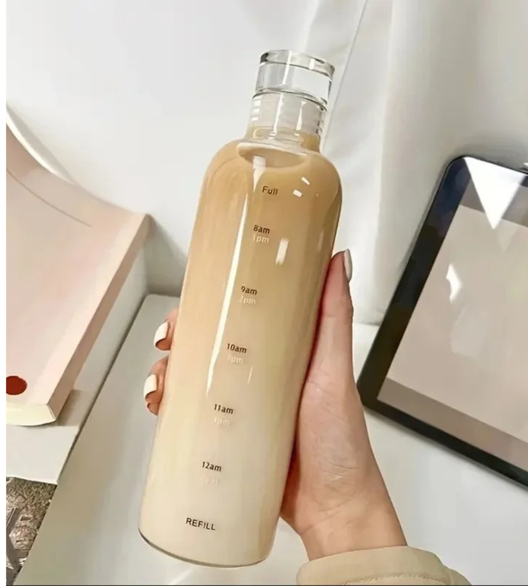 Motivational Time Gradient Glass Water Bottle